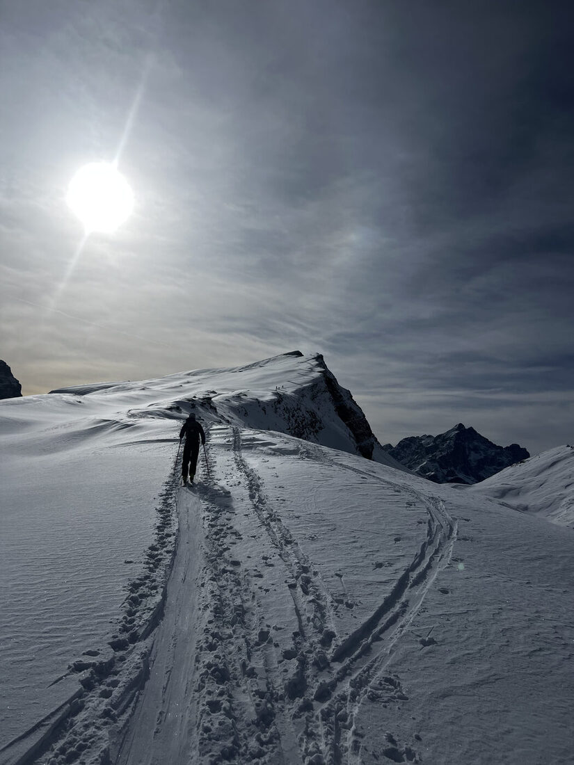 Scott Poniewaz ski touring in the Dolomites